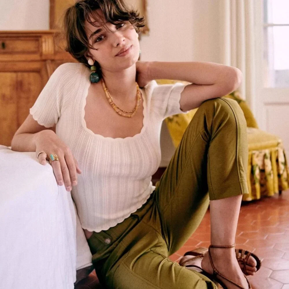 NWT Sezane Anil Jumper - Ecru Ivory Cream French Sweater Knit Top Soft Caus - Picture 11 of 12